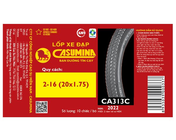 Nhãn giấy lốp xe đạp CASUMINA